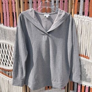 J Jill fit gray sweatshirt with vneck hood. Super soft size small